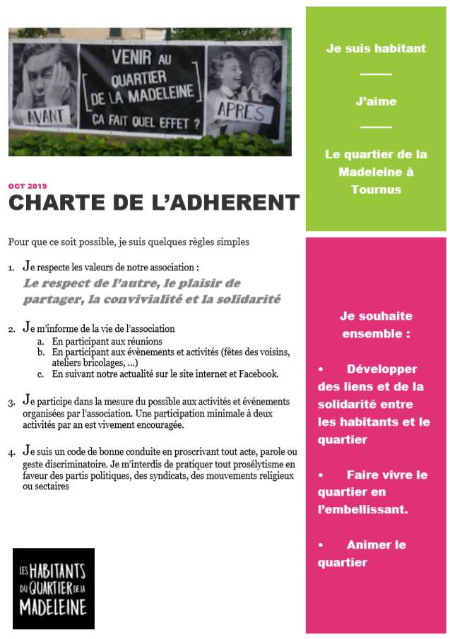 Charte adherents quartier de la Madeleine